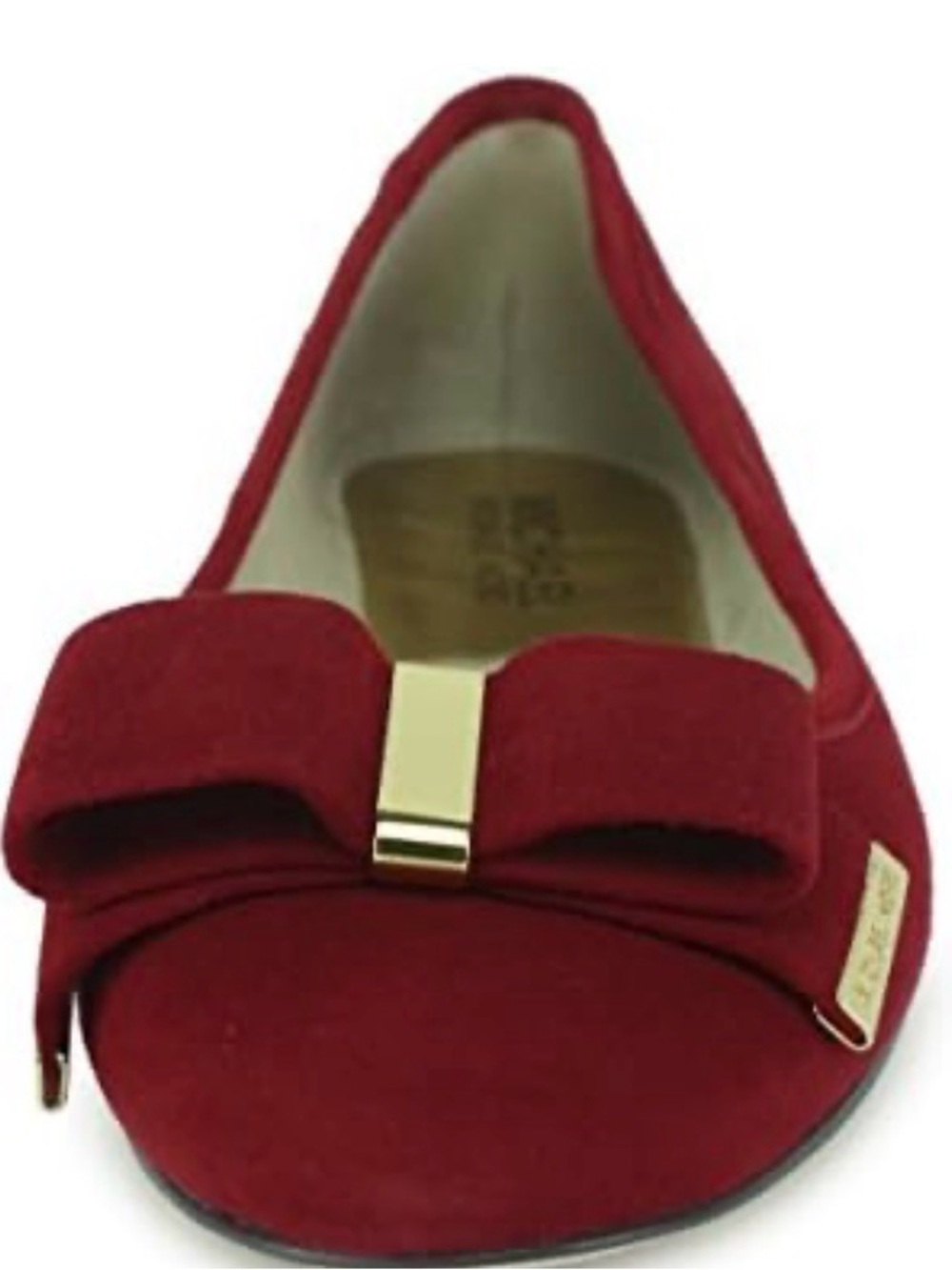 MICHAEL KORS KIERA BURGUNDY SUEDE BALLET FLAT WITH BIW AND GOLD ACCENT SIZE 9